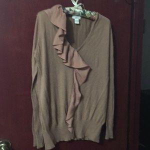 M Loft Ruffle Sweater. GUC. Mauve.